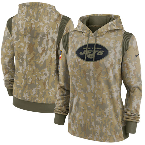 Women's New York Jets 2021 Camo Salute To Service Therma Performance Pullover Hoodie(Run Small) - Click Image to Close